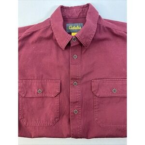 Cabelas Outdoor Maroon Short Sleeve Button-Up Hike Camp Size M
